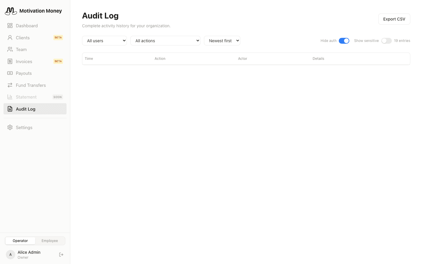 Audit Log